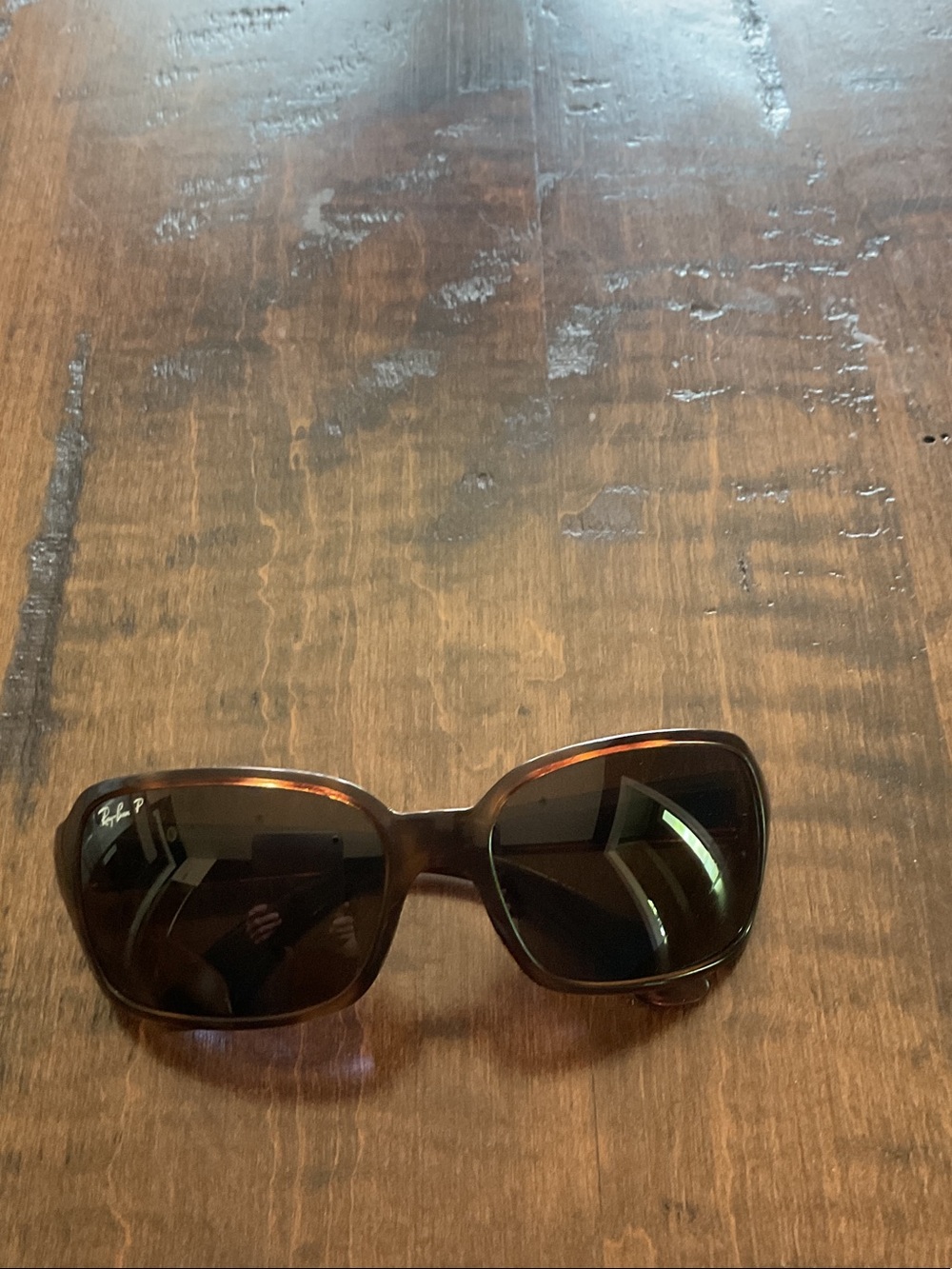 Ray-Ban Polarized Tortoise Shell Wrap Sunglasses with Case